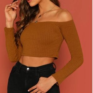 NWOT off the shoulder long sleeve crop top